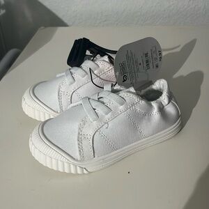 New Wonder Nation Girl’s Boy’s White Canvas Slip on Sneakers Size 8 NWT